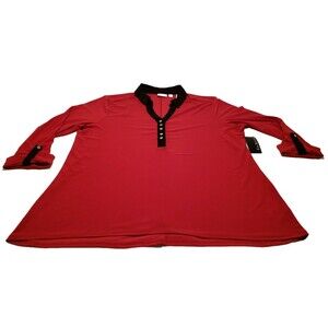 New Kim Rogers Women's XL Red Polish Knit Blouse Top NWT